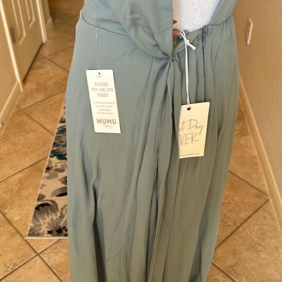 Show Me Your Mumu Womens Small Jen Maxi Dress Bridesmaid Open Back Green NWT - Picture 6 of 8
